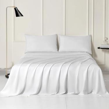 Imagem de ALPHA HOME Conjunto de lençóis California King, 100% Tencel Lyocell, conjunto de lençóis luxuosos e sedosos macios com bolso profundo, conjunto de lençóis refrescantes para pessoas que dormem quentes,