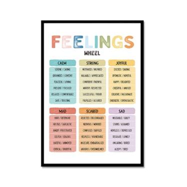 Imagem de Pôster em tela Positive Affirmations Growth Mindset Feelings Wall Art Kids Mental Health Therapy Pictures Playroom Classroom Decor Educational Prints (SKU5,12 x 40,6 cm = (30 x 40 cm), moldura de