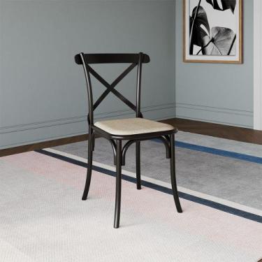 Imagem de Cadeira Katrina Preta Assento Bege Aço - IRON WOOD