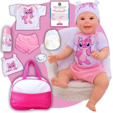 Imagem de Boneca Reborn Bebê Angel Realista Em Silicone Kit Bolsa Maternidade Po