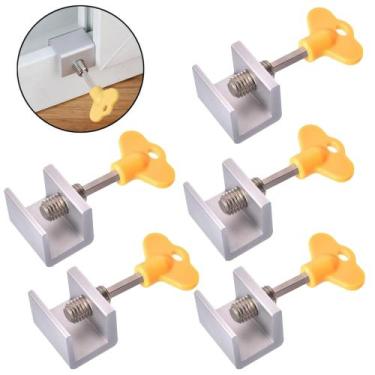 Imagem de 5 Trava Com Chave Pra Porta Janela Correr Segurança Criança - Things N