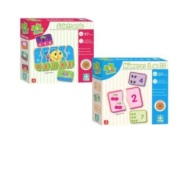 Imagem de Kit Quebra Cabeça Infantil Educativo Peças De Madeira Be A Bá Letras N