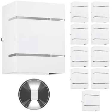 Imagem de 10 Arandelas Externa 2 Frisos Foco Fachos Parede Muro Branco - MARRYLU