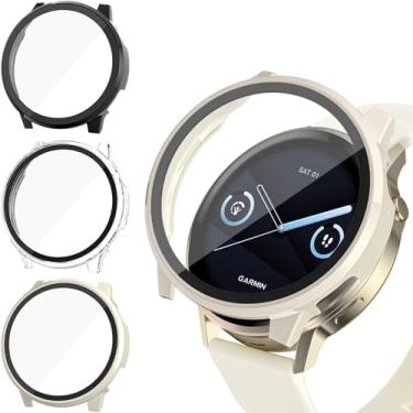 Imagem de Oanux Pacote com 3 protetores de tela compatíveis com Garmin Venu 4 de 45 mm [cobertura total], capa rígida ultrafina de policarbonato para proteção facial, acessórios de vidro temperado integrado