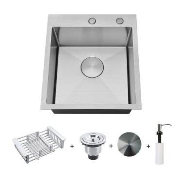 Imagem de Kit Cuba Gourmet com Acessórios Solo 40x40 e Dosador e Válvula e Escor