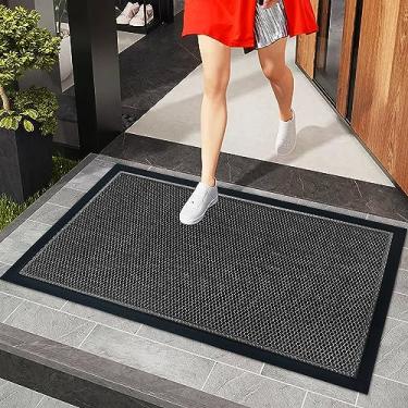Imagem de Fireosma Tapete de porta frontal, tapete de entrada externa, porta interna antiderrapante, tapete de boas-vindas durável, fácil de limpar, para tapete de entrada, pátio, áreas de alto tráfego (cinza