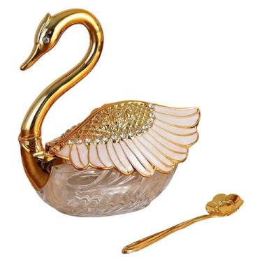 Imagem de MotiveTech Pote de açúcar/temperos em formato de cisne, criativo, ideal para presentear ou decorar mesas. Inclui colher e pote para sal e especiarias, perfeito, Style a