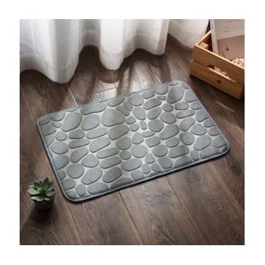 Imagem de Kit 2 4 ou 6 Tapetes Soft para Banheiro, Sala e Quarto com Diversas Cores (4 PEÇAS,PARALELEPIPED CINZA)