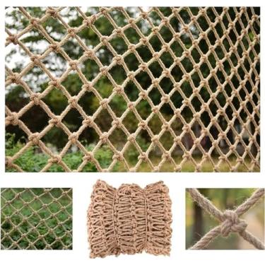 Imagem de Cerca de rede de corda, corda de cânhamo pássaros rede escada caminhão reboque rede de carga resistente casa na árvore decoração de cerca de casa de árvore decoração de parquinho (cor: 8 mm/10 cm