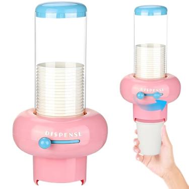 Imagem de Juome Dispensador de copos, suporte de copo tipo puxador para refrigerador de água adequado para copos descartáveis de 227 g, organizador de copos de parede atualizado com 14 peças de copos de papel