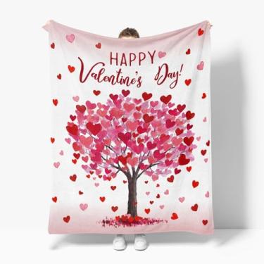 Imagem de Horaldaily Cobertor de flanela para dia dos namorados, coração, árvore, macio, felpudo, aconchegante, cobertores de lã para sofá, cama, presente ideal para crianças, adultos, esposa, 152 x 203 cm