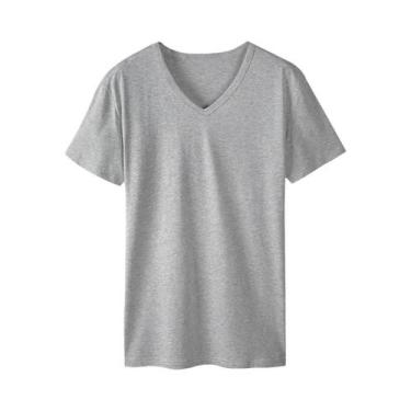 Imagem de Camiseta Masculina plus Size Com Decote Em V, Manga Curta, Respirável,