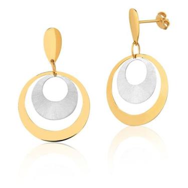Imagem de Brincos Em Ouro 18k Em 2 Cores Ab84 - MAEHLER Arte Em Joias, Dourado