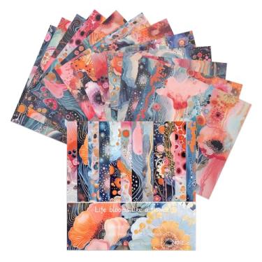 Imagem de 12 folhas de blocos de papel para scrapbook, 12 designs de 15,2 x 15,2 cm, papel de cartolina com padrão único de 15,2 cm x 15,2 cm, papel decorativo de 160 g/m², bloco de recortes para projetos DIY