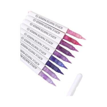 Imagem de Conjunto De Canetas Marcadoras Acrílicas Multicoloridas 9 Cores Ponta 