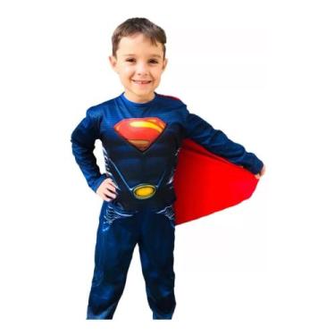 Imagem de Fantasia Infantil Superman Longa com Enchimento e Mascará - RR Store, 