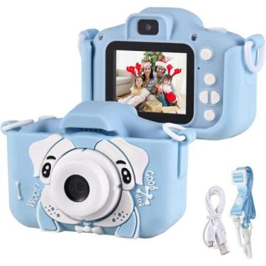Imagem de Camera Digital Infantil Efeitos Fotos Voz Recarregável Com Capa Alça P