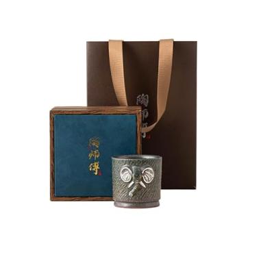 Imagem de Xícaras de chá feitas à mão em estilo retrô de luxo leve japonês com padrões de elefante. Capacidade 119.1 g-Q2