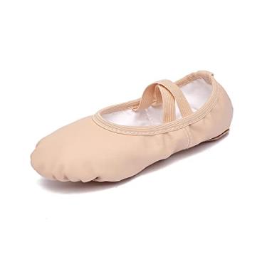Imagem de Sapatos de dança bailarina para crianças pequenas, meninas, crianças, balé, couro com sola dividida para bebês/crianças pequenas/crianças grandes, Natural1, 11 Narrow Little Kid