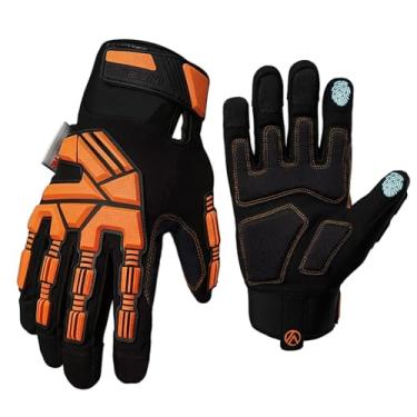 Imagem de INPAKO Luvas de trabalho de inverno antivibração masculinas TPR redução de impacto luvas mecânicas resistentes luvas de trabalho de segurança acolchoadas com palma