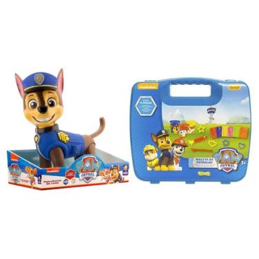 Imagem de Kit Boneco Gigante Chase Articulado e Maleta de Massinha Patrulha Cani