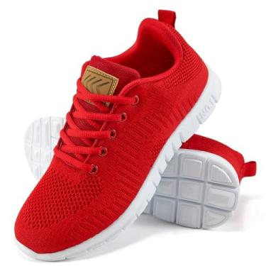Imagem de Alicegana Tênis Feminino Tênis Leve Respirável Confortável Antiderrapante Casual Caminhada Corrida Vermelho