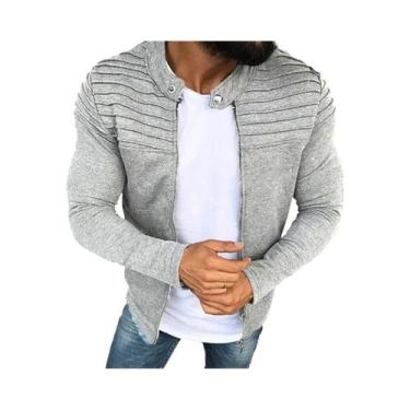 Imagem de Jaqueta Masculina Slim Fit Com Zíper E Manga Longa, Casaco Casual Espo