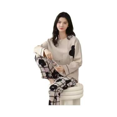 Imagem de Conjunto De Pijamas De Manga Longa Para Mulheres plus Size, Roupas De 
