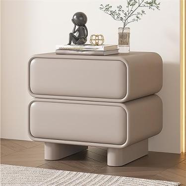 Imagem de Mesa de cabeceira moderna com 2 gavetas, mesa de canto de couro sintético para quarto/sala de estar/dormitório – mesa de cabeceira elegante com armazenamento