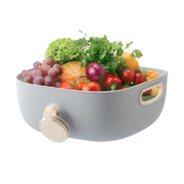 Imagem de Cesta de lavagem de vegetais, escorredor de grande capacidade com orifícios laterais, coador de frutas, tigela de lavagem de vegetais - para alimentos, salada, baga, limpeza, cozinha, casa, cozinha