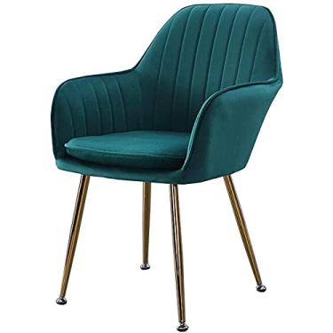 Imagem de Cadeira de jantar moderna de veludo com pernas de metal, almofada macia, poltrona – Cadeira de café elegante para sala de estar, quarto, escritório – Mobiliário confortável