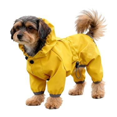 Imagem de Capas de chuva para cães | Roupas de proteção amarelas para filhotes pequeno médio | Casacos de chuva para cães com capuz - para inverno, Natal, neve, caminhada, caça, ação de graças, ao ar livre