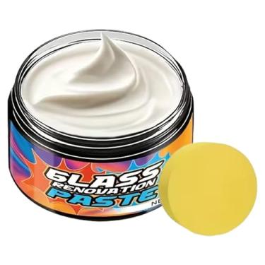Imagem de Esmalte de cera de vidro para janela | Pasta removedora de arranhões finos de 50 g - Composto de polimento de vidro | para remover manchas de água, restaurar a claridade e brilho caminhões trailer