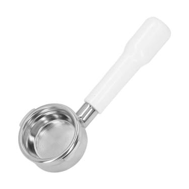 Imagem de Portafilter de 58 mm Portafilter sem fundo 2 orelhas de aço inoxidável removível acessório para máquina de café compatível com máquinas de café comerciais série 9 (Branca)
