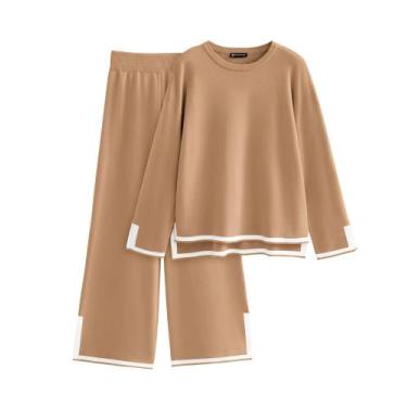 Imagem de Conjunto Coordenado PRETTYGARDEN Suéter Cáqui Médio