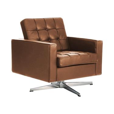 Imagem de Poltrona Fk Giratória Couro Sintético Marrom Base Alumínio