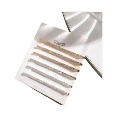 Imagem de Presilhas De Cabelo Em Liga Metálica Com Strass Dourado E Prateado Par