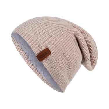 Imagem de Gorro De Inverno Unissex Forrado Com Pelúcia, Tricotado, Quente, Boné 
