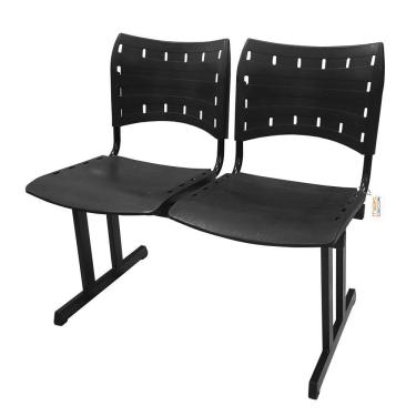 Imagem de Cadeira Iso Pp Rp Longarina 2 Lugares Preta