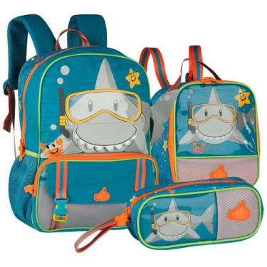 Imagem de Kit Material Escolar Mochila de Costas Lancheira Térmica Estojo Infant