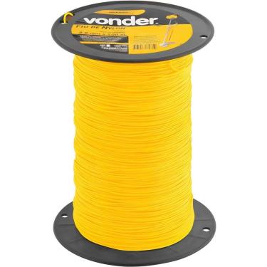 Imagem de Fio De Nylon 2,0mm X 500m Redondo Para Roçadeiras E Aparadores Vonder Rolo Amarelo Universal