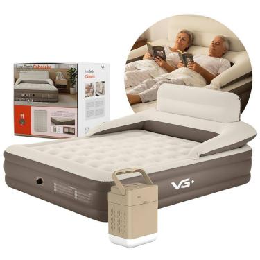 Imagem de Colchão Inflável Casal Queen Encosto Lux Tech Resistente com Bomba Lítio USB VG Plus