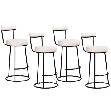 Imagem de Kit 04 Banquetas Alta Para Cozinha Área Gourmet Miami Couríssimo Branco - Desk Design