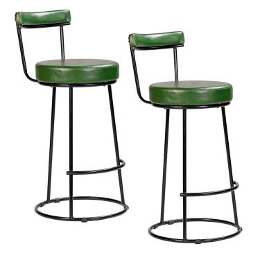 Imagem de Kit 02 Banquetas Alta Para Cozinha Área Gourmet Miami Couríssimo Verde - Desk Design