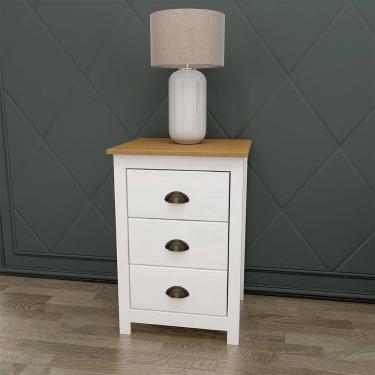 Imagem de Kit 2 Mesas de Cabeceira Topázio 3 Gavetas - Finestra Móveis - Branco