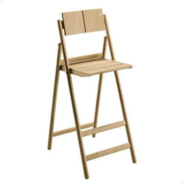 Imagem de Banqueta Dobrável Alta Com Encosto Tramontina Bossa Em Madeira Tauari Natural 13698080