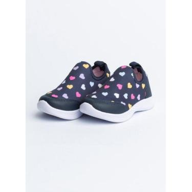 Imagem de Tênis Infantil Molekada Menina Marinho Slip On Corações, 31
