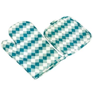 Imagem de Luva Culinária Térmica Forno Alta Temperatura Resistente Cor:Verde-Azu