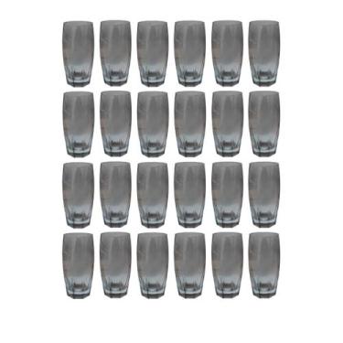 Imagem de Jogo 24 Copos Florida Vidro Cinza Mesa Posta Chique 370ml - PRATICASA,