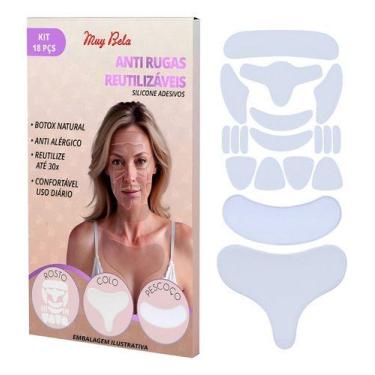 Imagem de Kit 18 Adesivos Anti Rugas Silicone Reutilizável Muy Bela Patch Para R